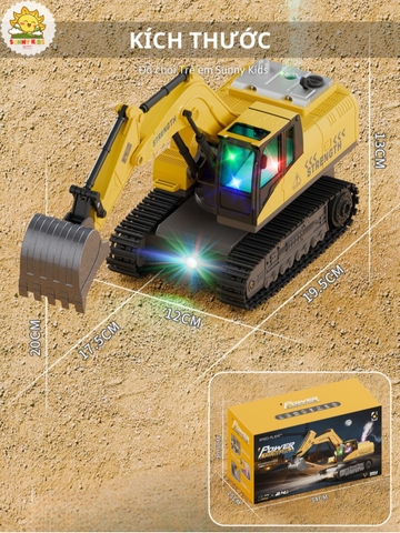 Đồ chơi Máy Xúc Điều Khiển Từ Xa Có Chức Năng Phun Khói Y1803, Nhựa ABS Chắc Chắn, Gàu Đào Bằng Kim Loại - Sunny Kids
