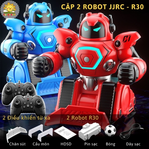 Bộ 2 Robot Đồ Chơi Điều Khiển Từ Xa R30 - Đấm Bốc, Đá Bóng Hấp Dẫn Cho 2 Bé - Nhựa ABS Cao Cấp, Bền Chắc - Sunny Kids