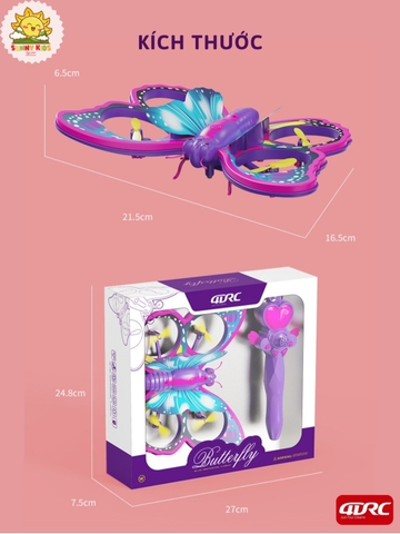 Drone 4DRC V40, Đồ Chơi Cho Bé Gái Hình Dáng Butterfly, Kích Thước Lớn, Điều Khiển Cảm Biến Chuyển Động - Sunny Kids