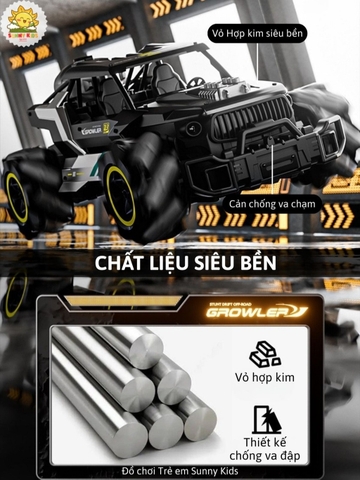 Xe Địa Hình Điều Khiển Từ Xa 4DRC Y3 - Siêu Xe Cỡ Lớn, Bánh Xoắn Đa Hướng, Xe Đồ Chơi Vỏ Hợp Kim Chắc Chắn - Sunny Kids