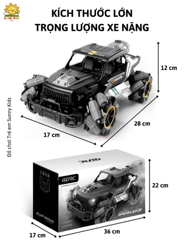 Xe Đồ Chơi Điều Khiển 4DRC Y3 Siêu Ngầu, Drift 360°, Phun Khói, Vỏ Hợp Kim, Đèn Sáng, Âm Thanh Sống Động - Sunny Kids