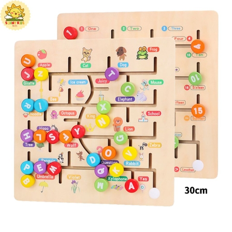 Bảng Học Chữ Số Montessori 30cm, Đồ Chơi Gỗ Thông Minh Phát Triển Tư Duy Cho Bé, Làm Từ Gỗ Tự Nhiên An Toàn - Sunny Kids