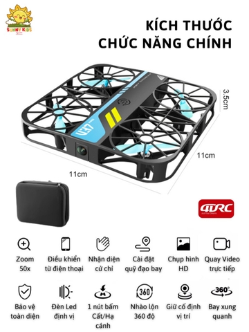 Đồ Chơi Drone 4DRC V37 Camera HD Chỉnh Góc, Chụp Ảnh Trên Không, Nhận Diện Cử Chỉ, Tự Cân Bằng Chính Xác - Sunny Kids