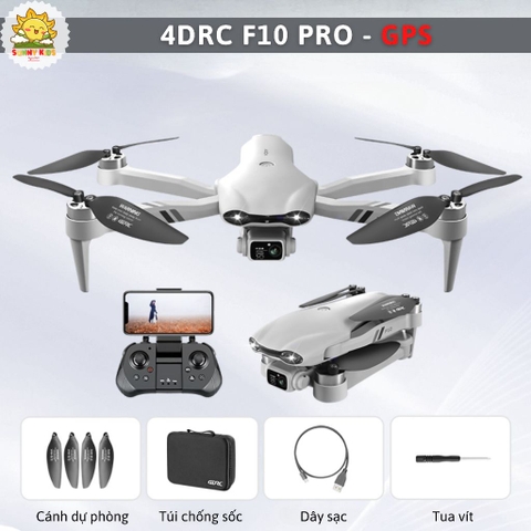 Drone 4DRC F10 Pro, Định Vị GPS Tự Quay Về Khi Mất Sóng, Flycam Giá Rẻ Có Camera Kép Xoay 90°, Bay Xa 1000m - Sunny Kids