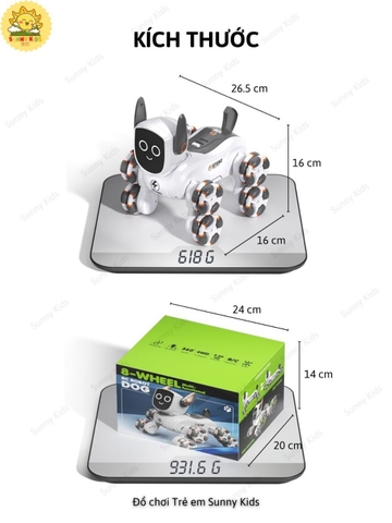 Chó Robot Điều Khiển Từ Xa Q193, 8 Bánh Xe Stunt, 4WD, Drift, Vượt Chướng Ngại Vật, Nhạc Đèn, Tự Biểu Diễn - Sunny Kids