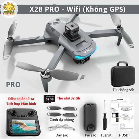 [GPS] Flycam JJRC X28 Pro 2025, Camera 1080p, Điều Khiển Tích Hợp Màn Hình HD, Tầm Bay 1000m, Tự Quay Về - Sunny Kids