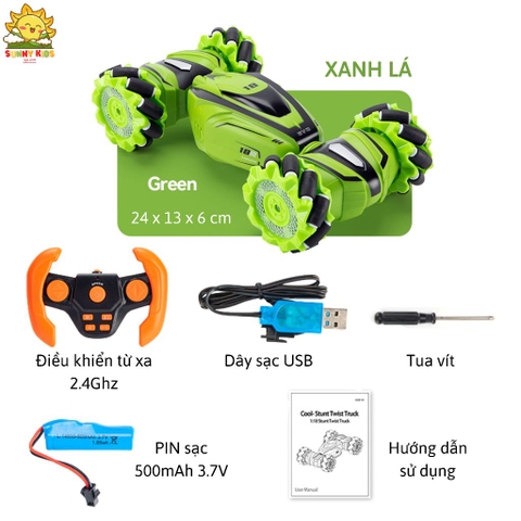 Xe Đồ Chơi Cao Cấp Điều Khiển Từ Xa Stunt Car Q110, Xoay 360 Độ, Âm Nhạc Vui Nhộn, Nâng Hạ Gầm - Sunny Kids