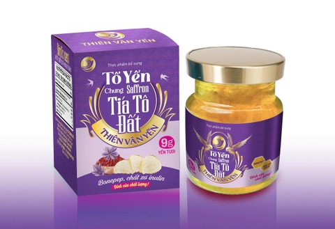 Thiên Vân Yến - Tổ Yến Chưng Saffon Tía Tô Đất - Yến tươi 9 g - Hộp 1 hũ