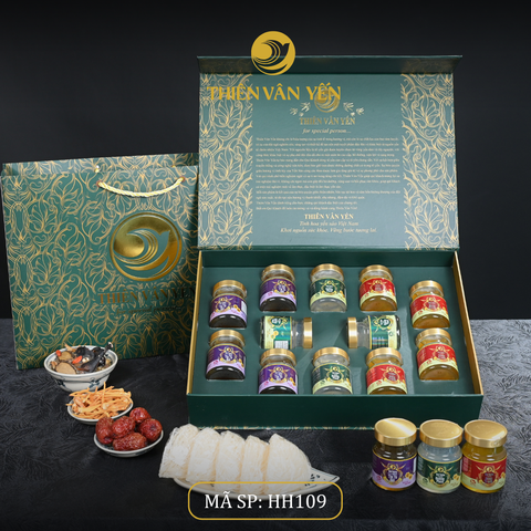 Hộp Quà Tặng 12 Hũ 9g, Mix 3 vị ( 4ĐP, 4ĐT, 4SF) - Hoàng Gia - Thiên Vân Yến