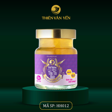 Tổ Yến Chưng Saffron Tía Tô Đất - Yến Tươi 9g - Hũ Trần - Thiên Vân Yến