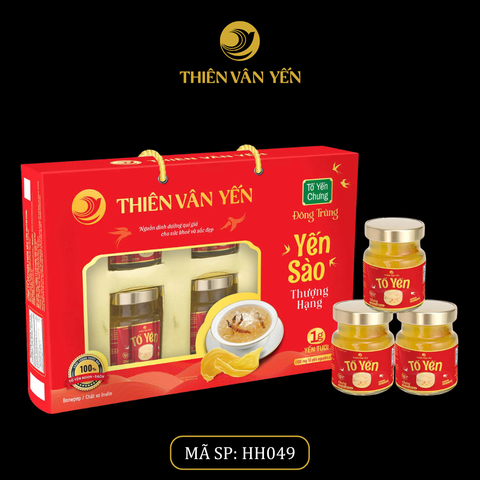 Hộp Quà Tặng 6 Hũ - Tổ Yến Chưng Đông Trùng 1G (Hộp Mềm) - Thiên Vân Yến