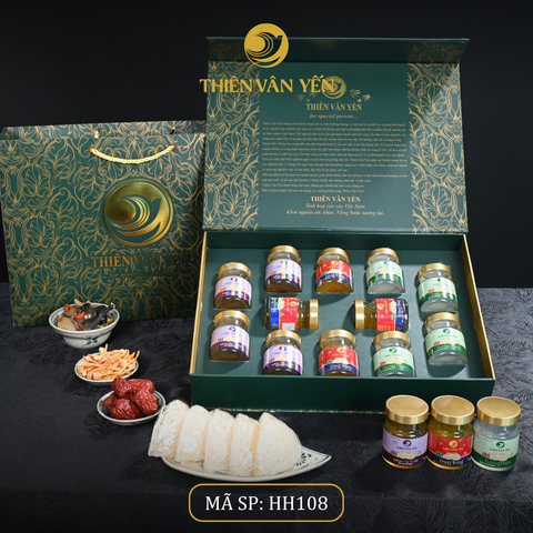 Hộp Quà Tặng 12 Hũ 3G, Mix 3 vị ( 4ĐP, 4ĐT, 4SF) - Hoàng Gia - Thiên Vân Yến