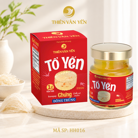Tổ Yến Chưng Đông Trùng - Yến Tươi 1g - Hộp 1 Hũ - Thiên Vân Yến