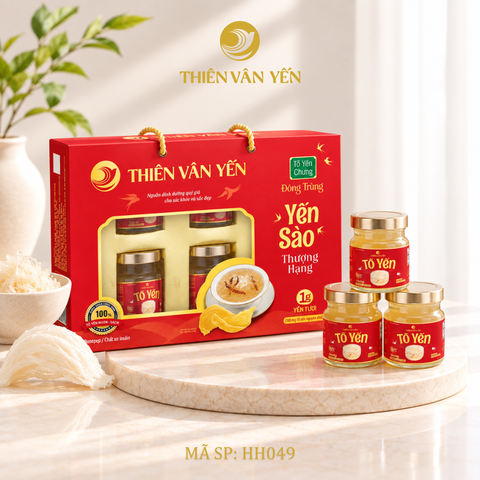 Hộp Quà Tặng 6 Hũ - Tổ Yến Chưng Đông Trùng 1G (Hộp Mềm) - Thiên Vân Yến