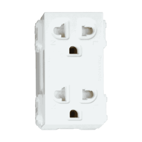 Ổ cắm đôi 3 chấu có màn che Panasonic WEV1582-7SW