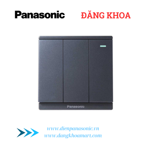 Bộ 3 công tắc C, 2 chiều có chỉ báo dạ quang, Moderva xám ánh kim WMF516MYH-1VN
