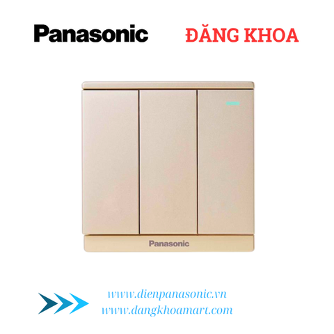 Bộ 3 công tắc B, 1 chiều có chỉ báo dạ quang, Moderva Vàng ánh kim WMF515MYZ-1VN