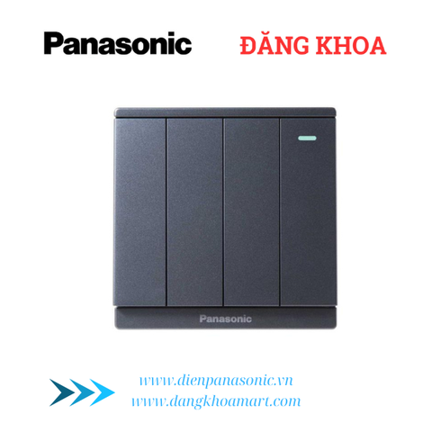 Bộ 4 công tắc C, 2 chiều có chỉ báo dạ quang Moderva xám ánh kim WMF518MYH-1VN