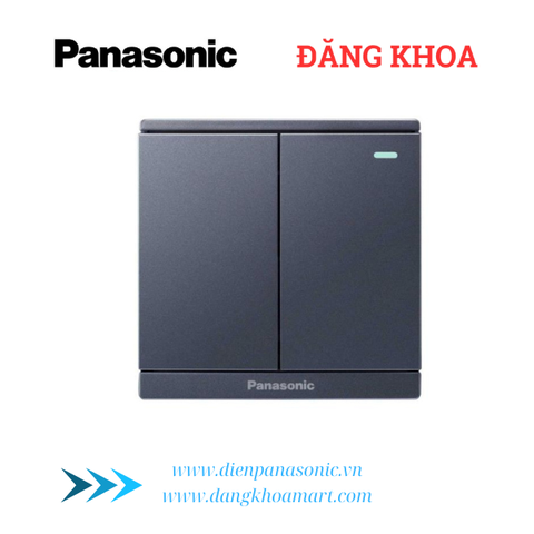 Bộ 2 công tắc C, 2 chiều có chỉ báo dạ quang Moderva xám ánh kim WMF514MYH-1VN