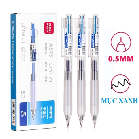 Bút gel bấm Deli A575