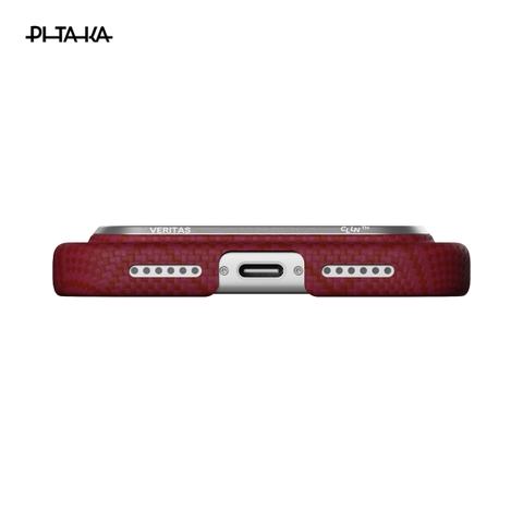 Ốp lưng iPhone 17 Pro Max - PITAKA Edge (with PitaTap) - Harvard Crimson