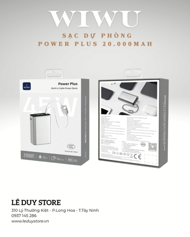 WIWU POWER PLUS 20.000mAh – PIN KHỦNG, SẠC CỰC NHANH!