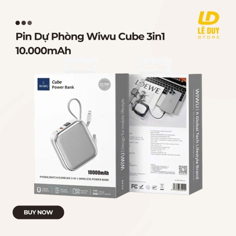 Pin Dự Phòng Wiwu Cube 3in1 10,000mAh