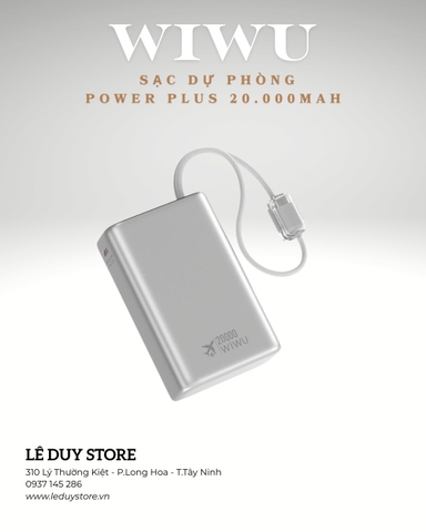 WIWU POWER PLUS 20.000mAh – PIN KHỦNG, SẠC CỰC NHANH!