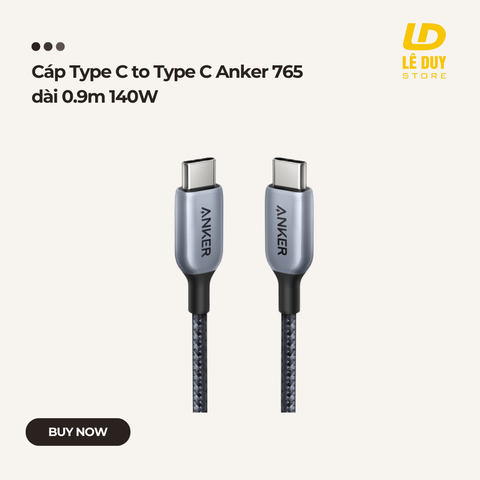 Cáp Type C to Type C Anker 765 dài 0.9m 140W