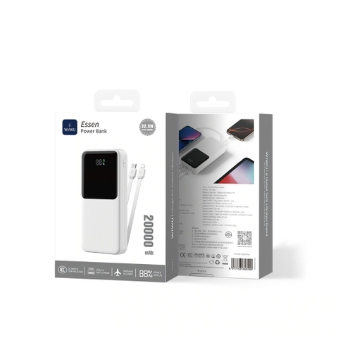 SẠC DỰ PHÒNG WiWU ESSEN 20.000 mAh(3C) – 22.5W - ( Trắng )