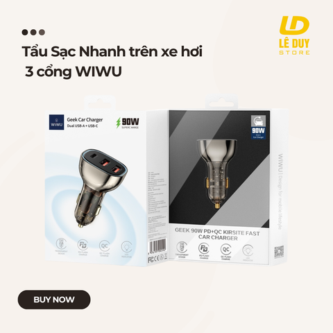 Tẩu Sạc Nhanh trên xe hơi 3 cổng WIWU