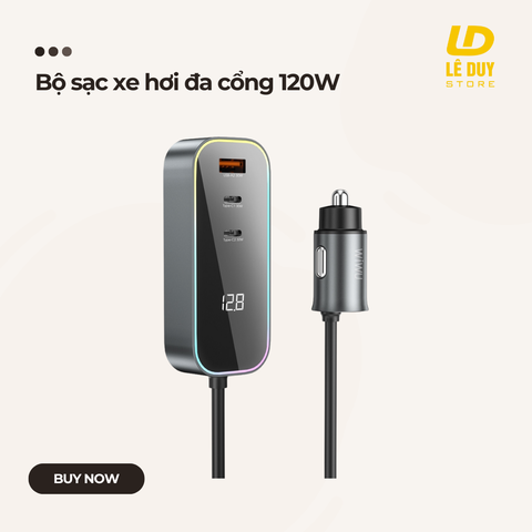 Bộ sạc xe hơi đa cổng 120W