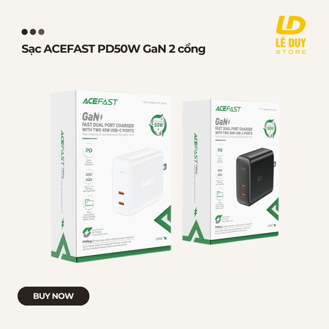 Sạc ACEFAST PD50W GaN 2 cổng