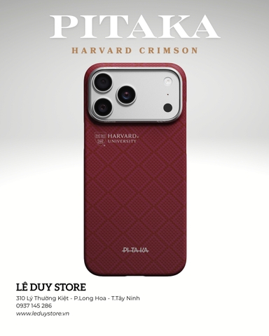 Ốp lưng iPhone 17 Pro Max - PITAKA Edge (with PitaTap) - Harvard Crimson