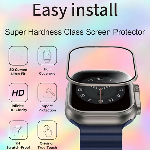 Kính cường lực Apple Watch Kuzoom cho tất cả series 1, 2, 3, 4, 5, 6, 7, 8, 9, SE, Ultra... (với 4 kích thước là 38mm, 40mm, 41mm, 42mm, 44mm, 45mm, 49mm)