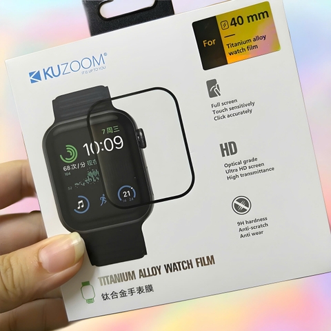 Kính cường lực Apple Watch Kuzoom cho tất cả series 1, 2, 3, 4, 5, 6, 7, 8, 9, SE, Ultra... (với 4 kích thước là 38mm, 40mm, 41mm, 42mm, 44mm, 45mm, 49mm)