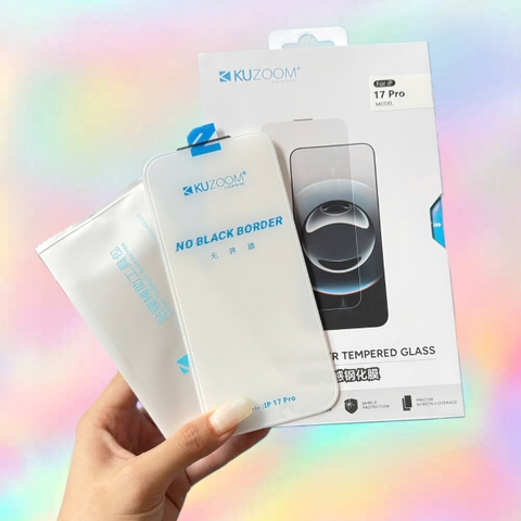 Kính cường lực trong suốt không viền đen và che bụi màn loa Kuzoom cho tất cả dòng iphone (Hàng chính hãng)