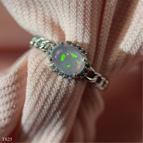 Nhẫn Nữ Bạc 925 Opaz Freesize Hình Ovan Sang Trọng