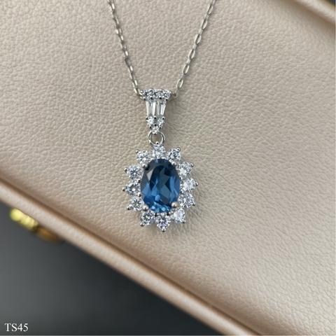 Dây chuyền bạc 925 nữ trang trí đá topaz tự nhiên