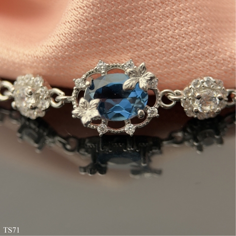 Lắc Bạc 925 Nữ Đính Đá Topaz Xanh Blue