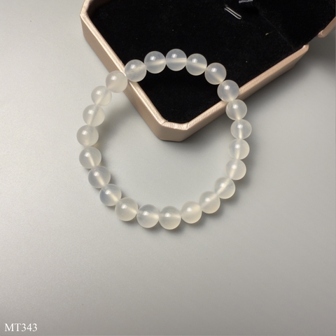 Vòng Mã Não Trắng Size 8ly – Đá Tự Nhiên Mang Lại Bình An và May Mắn