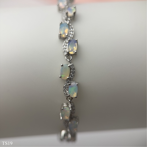 Lắc Bạc 925 Nữ Thiết Kế Uốn Lượn Đá Opaz