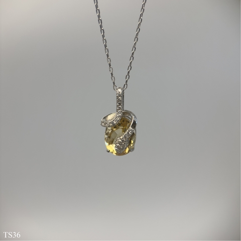Dây chuyền bạc 925 nữ với đá thạch anh vàng tự nhiên và thiết kế rồng