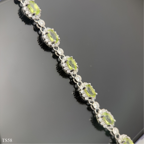Lắc Tay Bạc 925 Nữ Với Đá Peridot Thiên Nhiên Sang Trọng