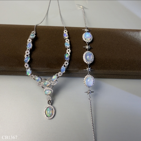 Bộ Trang Sức Opal Bạc 925 Cao Cấp - Lắc Tay và Dây Chuyền