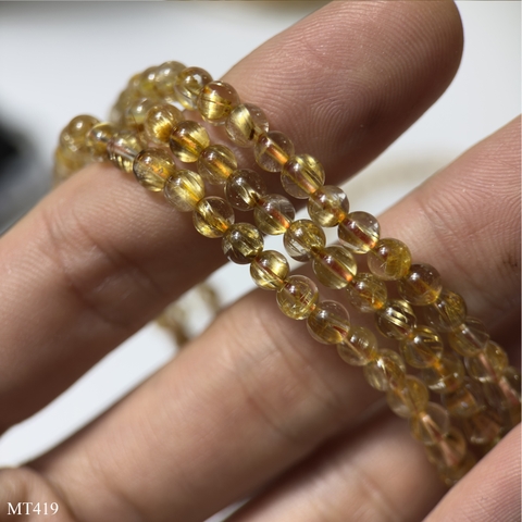 Vòng Tay Thạch Anh Tóc Vàng Víp Quấn 3 Vòng 4-5-6mm
