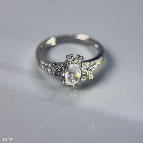 Nhẫn Bạc 925 Đá Mặt Trăng Moonstone Oval Facet