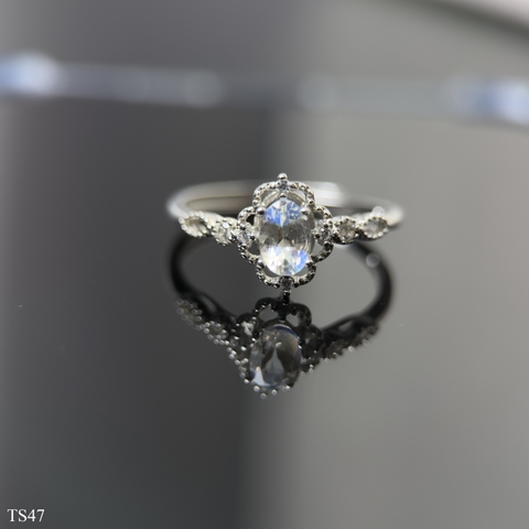 Nhẫn Bạc 925 Nữ Freesize Đá Mặt Trăng Moonstone