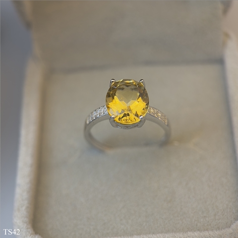 Nhẫn Nữ Bạc 925 với Citrin Thạch Anh Vàng Tự Nhiên