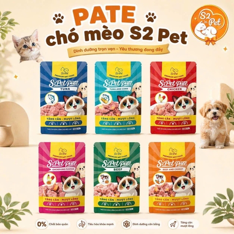 Pate S2 Pet gói 85g cho chó và mèo nhiều vị thơm ngon